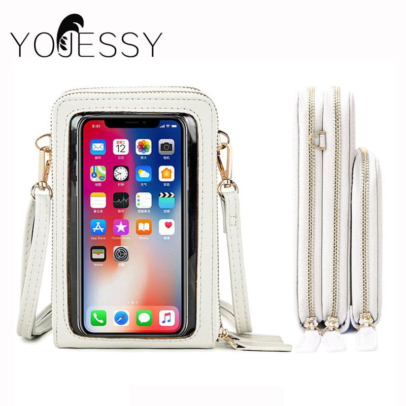 

YOJESSY Mini Shoulder Bags Women Multi-functional Touchable Cell Phone Pocket Card Purse Ladies Small Bag Messenger Bag, 2 layer rose