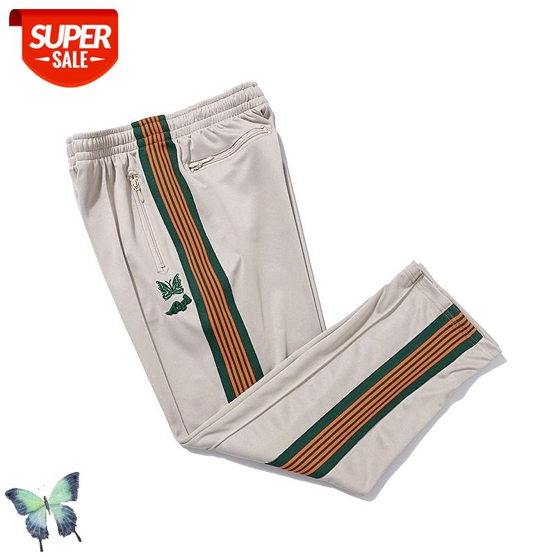 

AWGE Mesh Lining Butterfly Embroidery Sweatpants AWGE Fashion Zipper Pocket Trousers Men Women High Quality Joint Name Pants #462I, Black