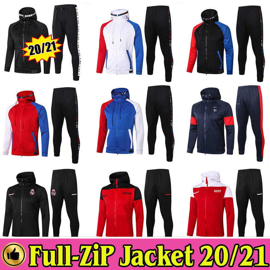 

Paris Full Zip Hoodie Jacket Soccer Hooded Sweat Football Real Madird Tracksuit 2122 2021 Training Suit 20 21 Winter Pants Kit, Hoodie jacket paris white