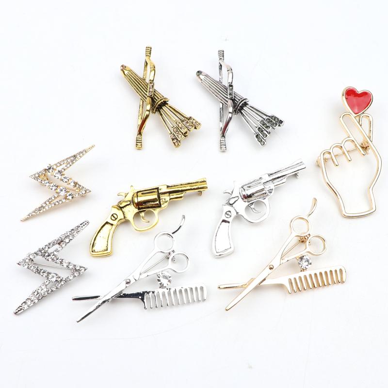 

Pins, Brooches Men&Women's Vintage Finger Heart Scissors Gun Bow For Bsiness Party Wedding Suit Shirt Brooch Pins Jewelry Accessories