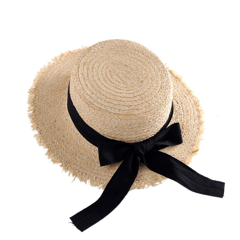 

2021 New Women Summer Spring Flat Top Ribbon Band Hats Solid Color Wide Brim Sun Protective Outdoor Beach Casual Straw Hat 8q7r, Green