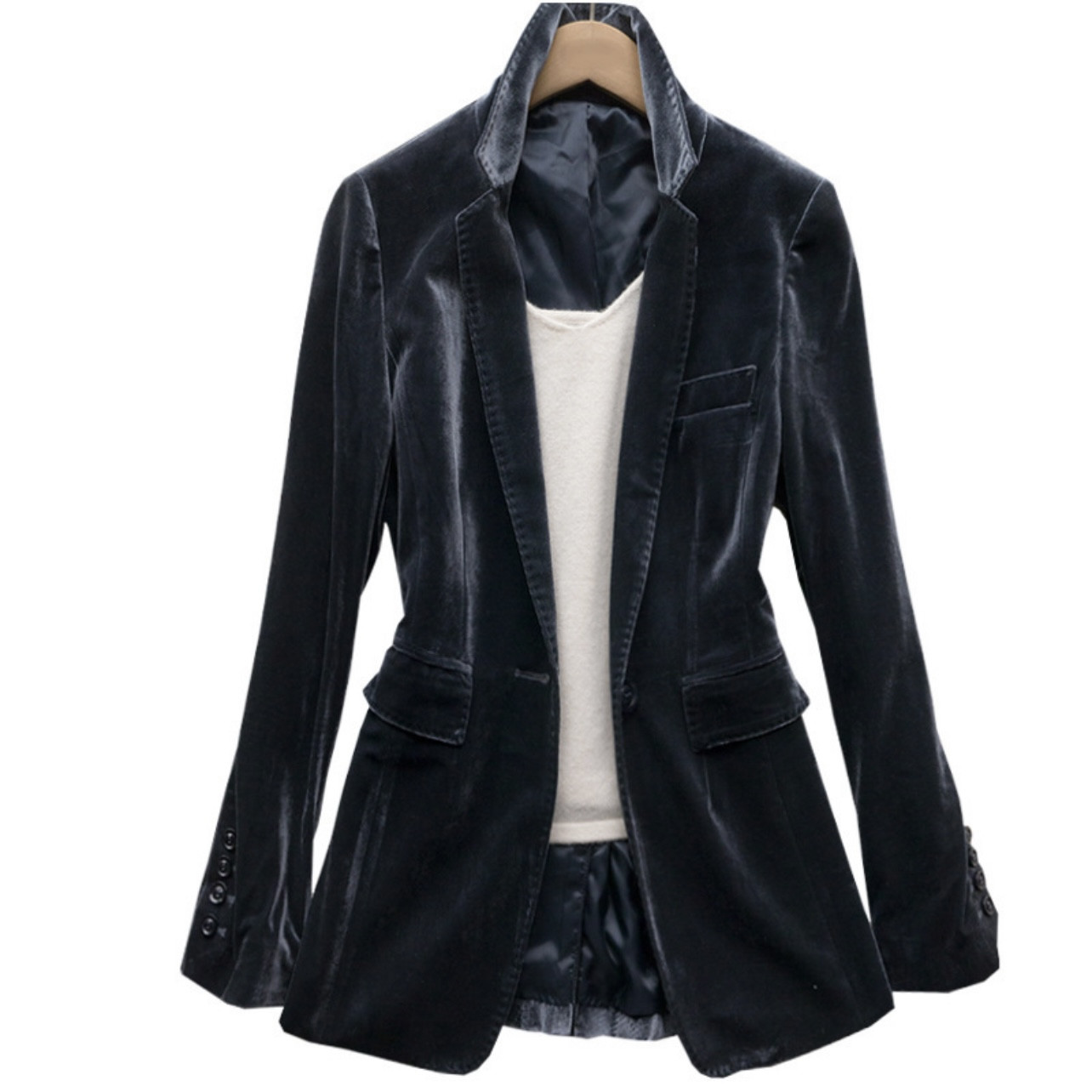 

Fashion Style Ladies Vintage Coats Womens Casual Jackets Clothes, Black