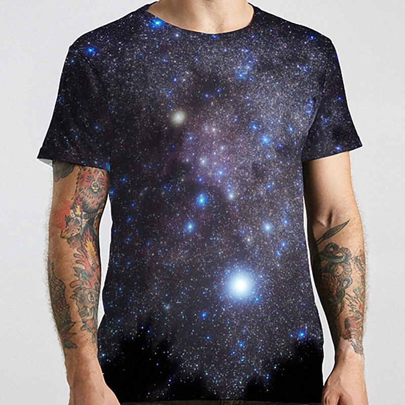 Men's Unisex Tee T shirt 3D Print Galaxy Graphic Prints Plus Size Round Neck Casual Daily Print Short Sleeve Tops Basic Designer Big and Tal