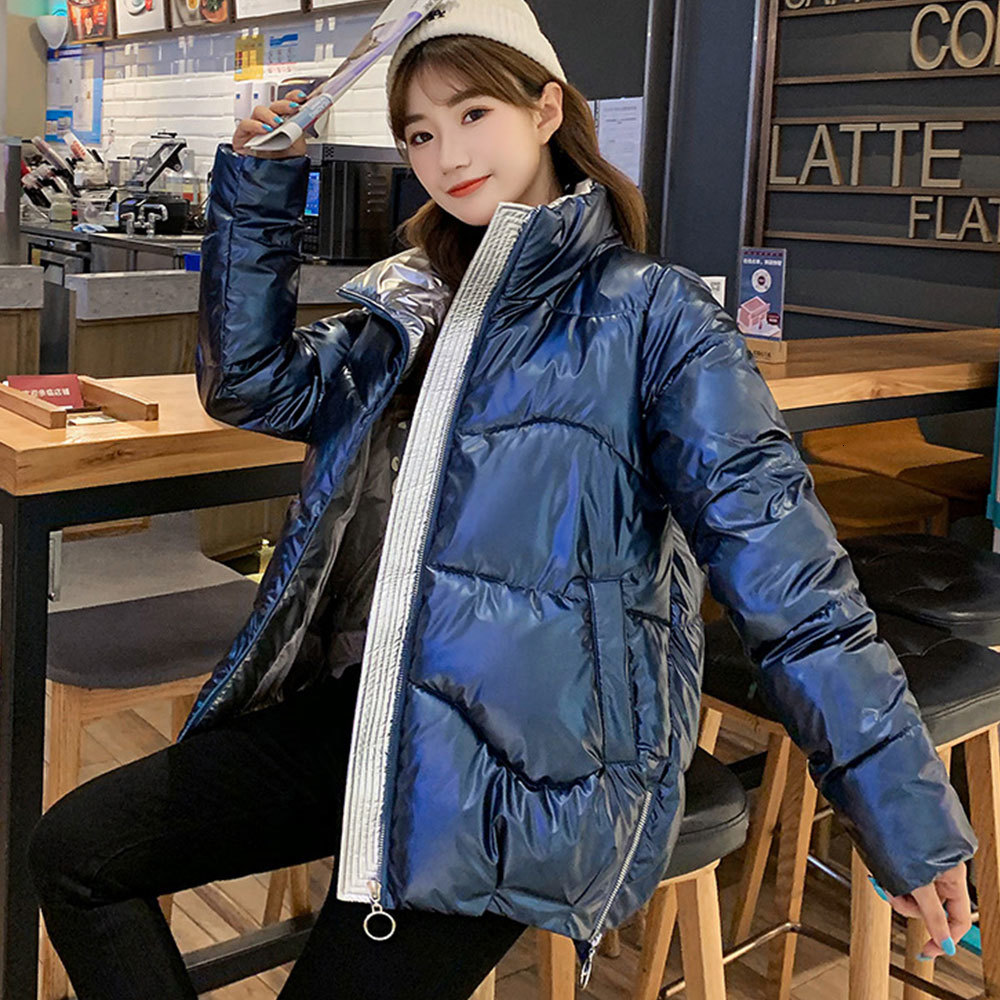 

2021 New Glossy Cotton Parka Women's Waterproof Loose Winter Warm Thick Blue Er Down Jackets Female Lady Coat 42qk, Pink