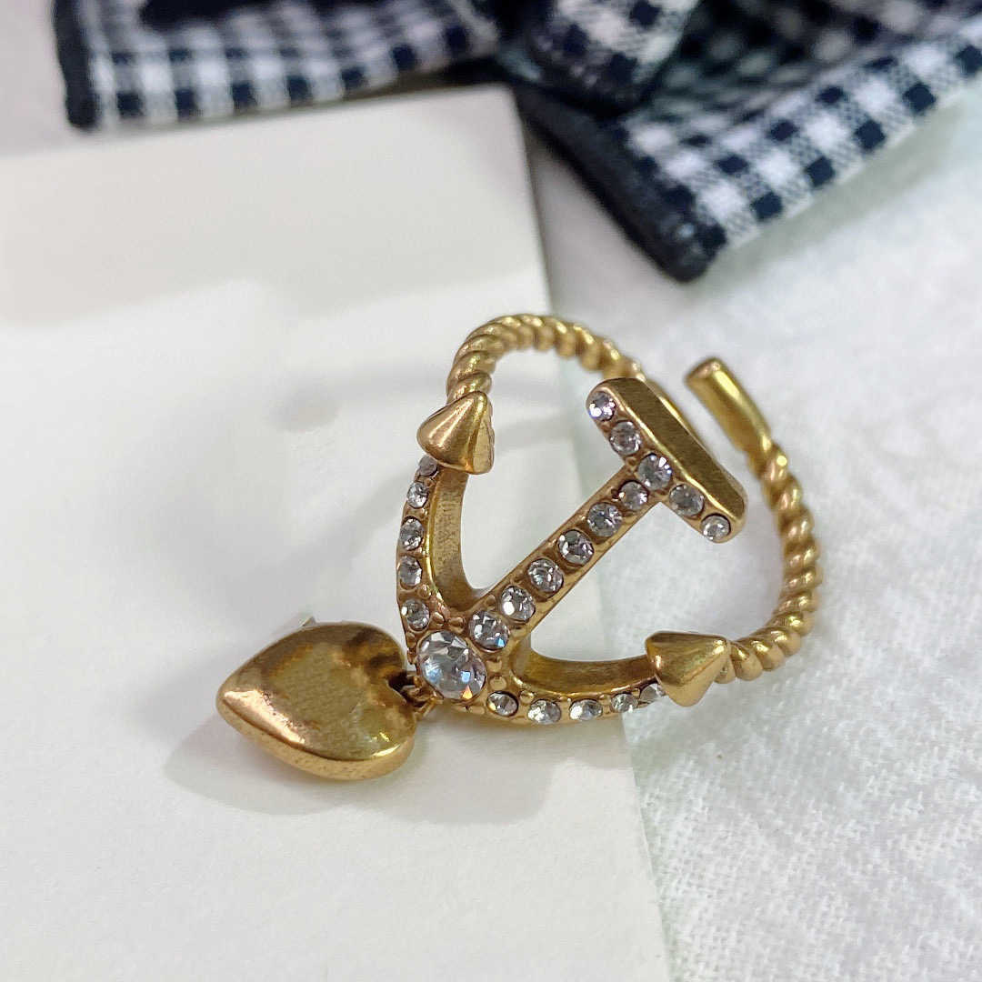 

2021 Hot Brand Fashion Copper Jewelry For Women Anchor Design Geometric Rings Party Jewelry Luxury Top Light Gold Color Rings