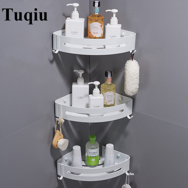 

2021 New Wall Mounted White Aluminum Bathroom Soap Dish Shower Bath Shampoo Basket Holder Corner Shelf Ytwo
