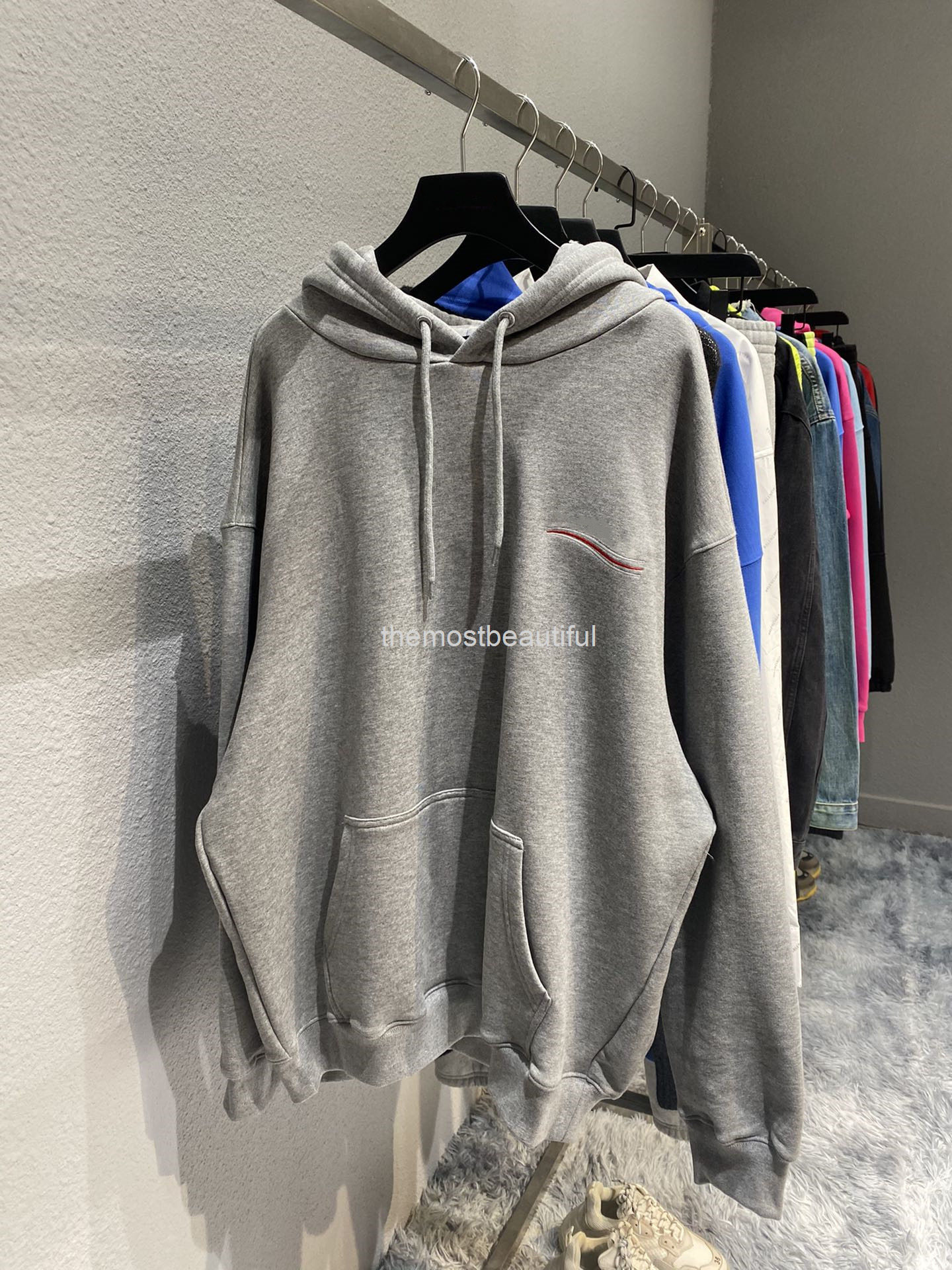 

Women's Hoodies & Sweatshirts Autumn and winter high version b family Cola wave embroidery Pullover hood loose thick men's women's same style sweater, 2# packing bag