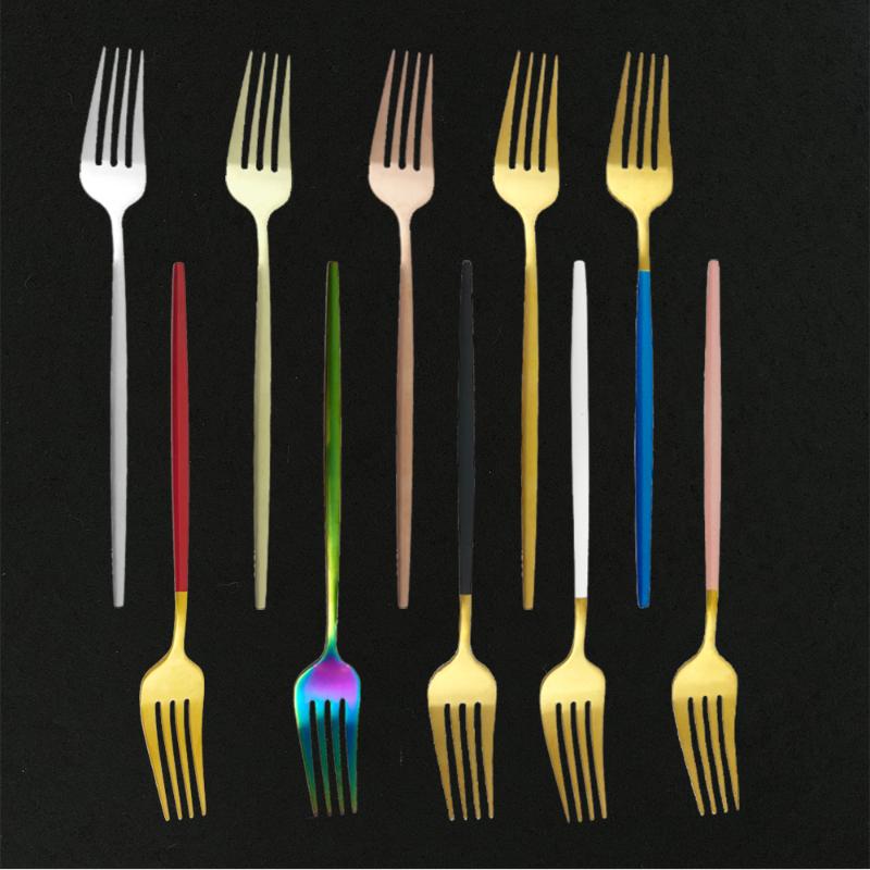 

4Pcs Dessert Dinnerware Fork Set 18/10 Stainless Steel Small Fruit Fork Set Gold Dessert For Cake Snack Gold Salad