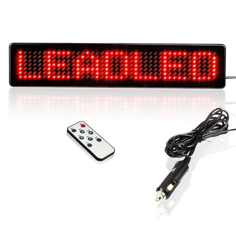 

23CM 12V LED Car Sign Remote Control Programmable Scrolling Message LED Display Screen 7X41 Pixels