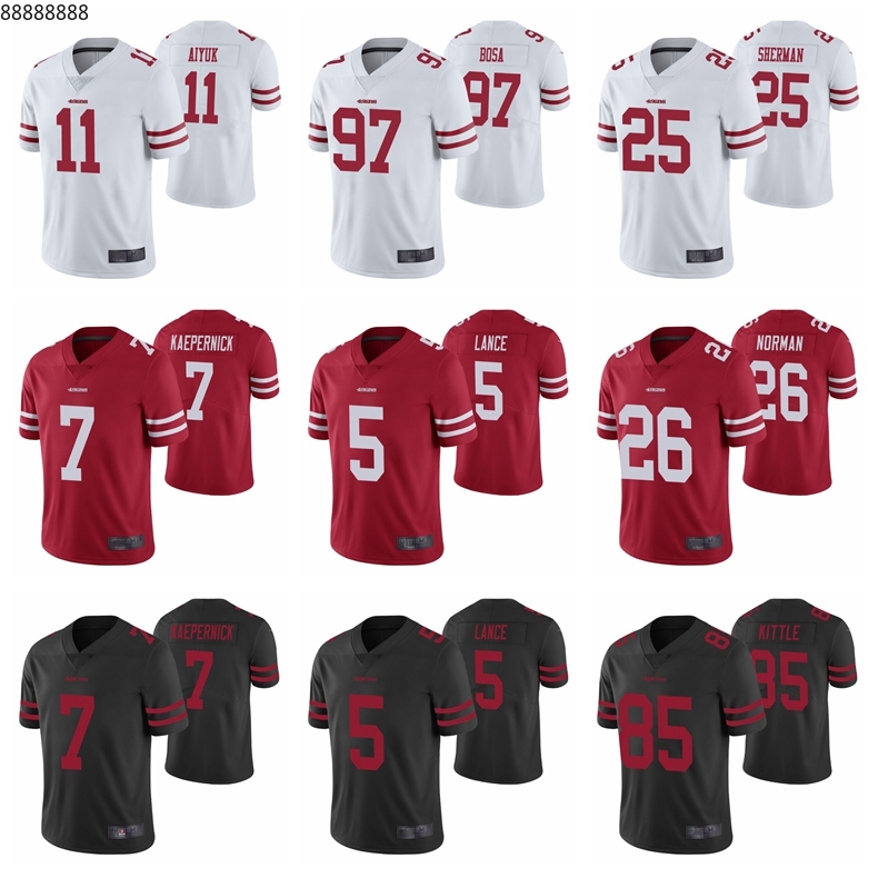 

5 Trey Lance 85 George Kittle 75th Football Jersey Fred Warner Nick Bosa San Francisco Men 49er Colin Kaepernick Jimmy Garoppolo Jerry Rice Samuel Willis