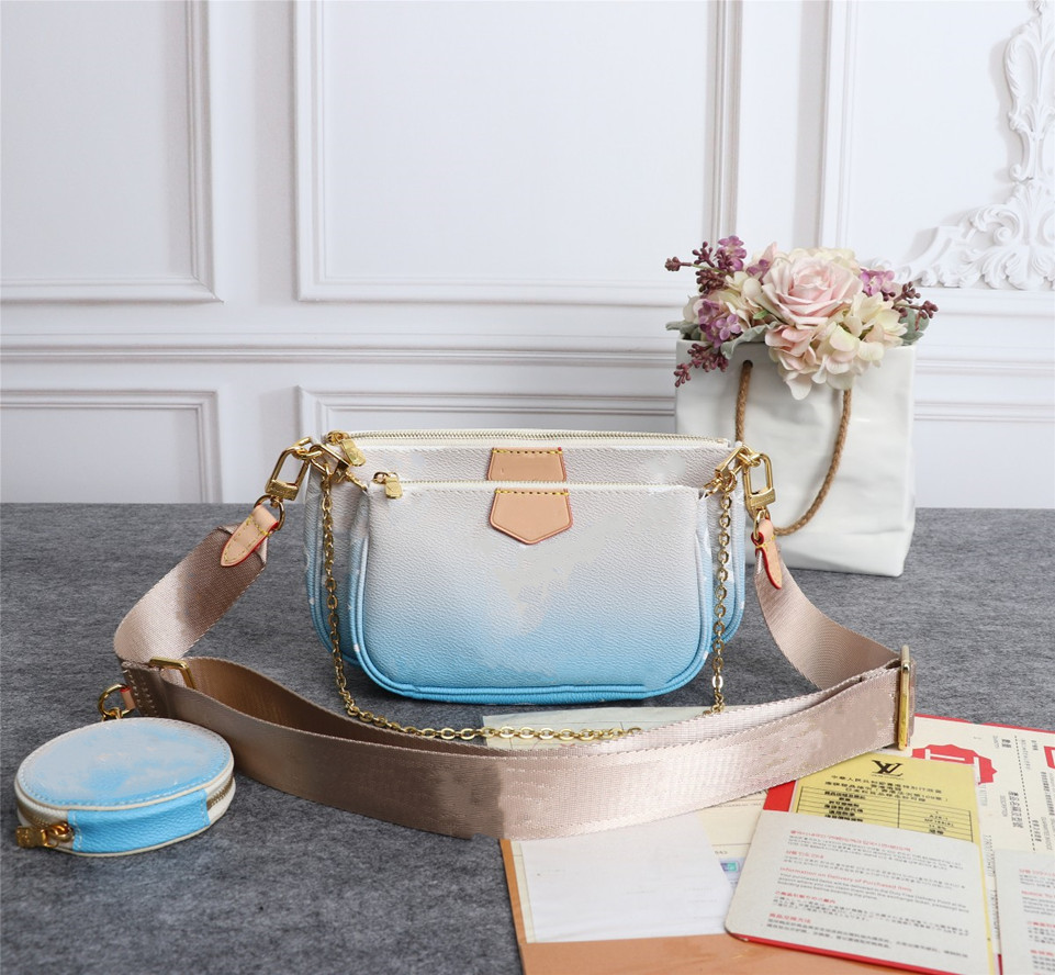 Handbag fashion bags women Genuine Leather bag with letters Lady Shoulder Handbags 3 Pieces Coin Purse
