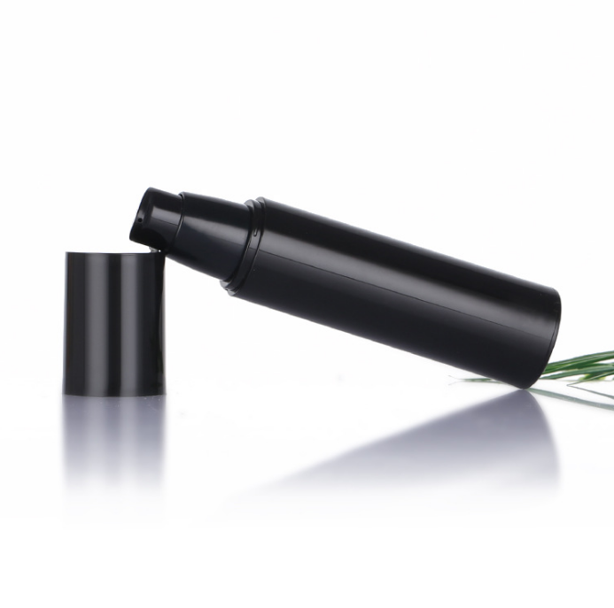 

2021 20ml 30ml 40ml 50ml Empty all black frosted airless lotion pump bottle PP airless pump black Cosmetic airless refillable bottle