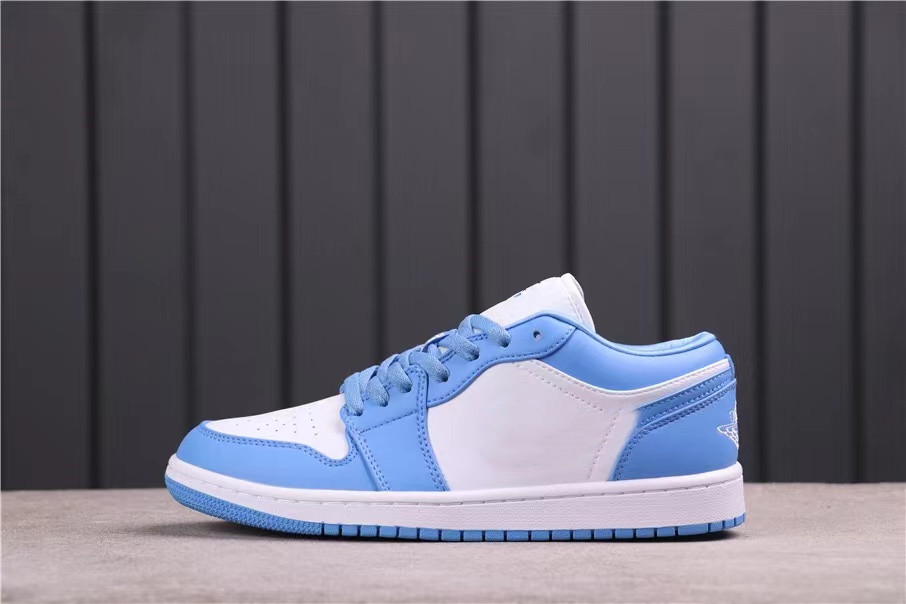 

Mens 1 Low UNC Basketball Shoes Jumpman 1s White University Blue Designer Sports Sneakers Ship With Shoebox US7-12