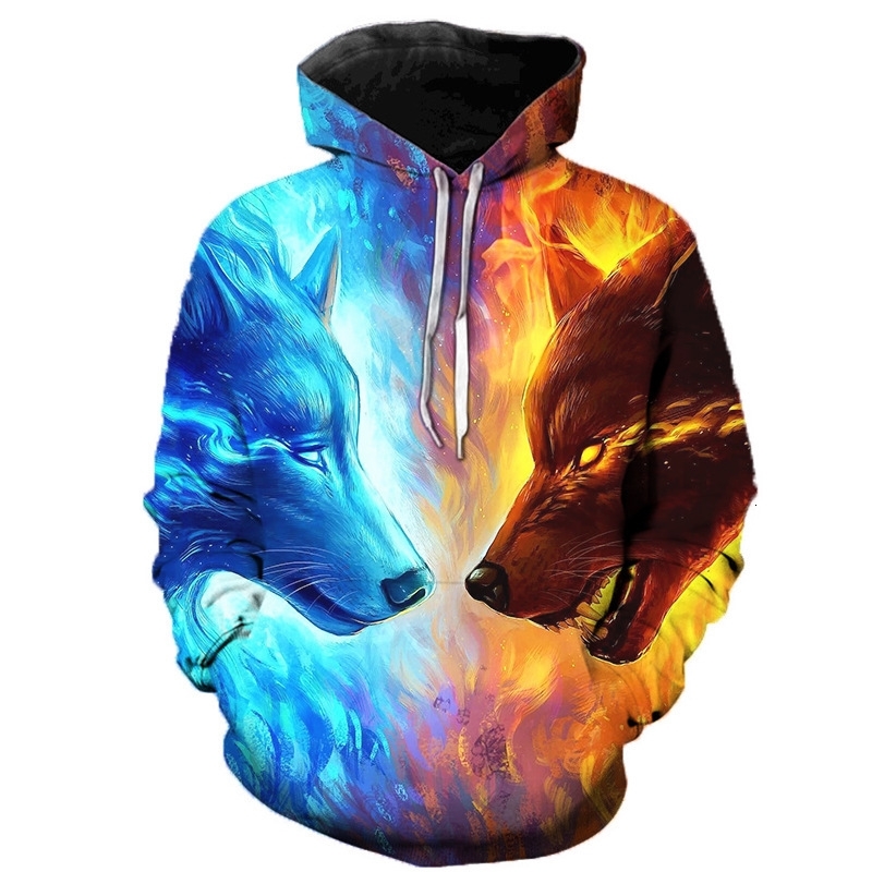 

New 3D digital print Hoodie men stitched wolf loose couple sweater, Lmsy136