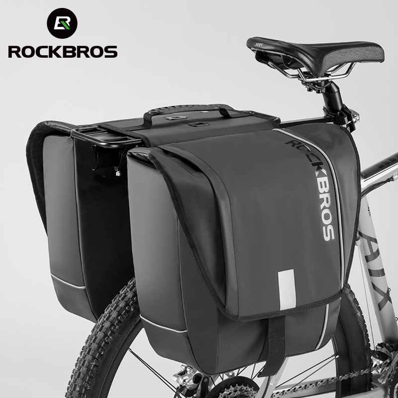 

ROCKBROS Bicycle Rear Rack Bilateral Camel Bag Worry-Free Cycling waterproof Reflective Strips Hidden Zipper Bags, Black