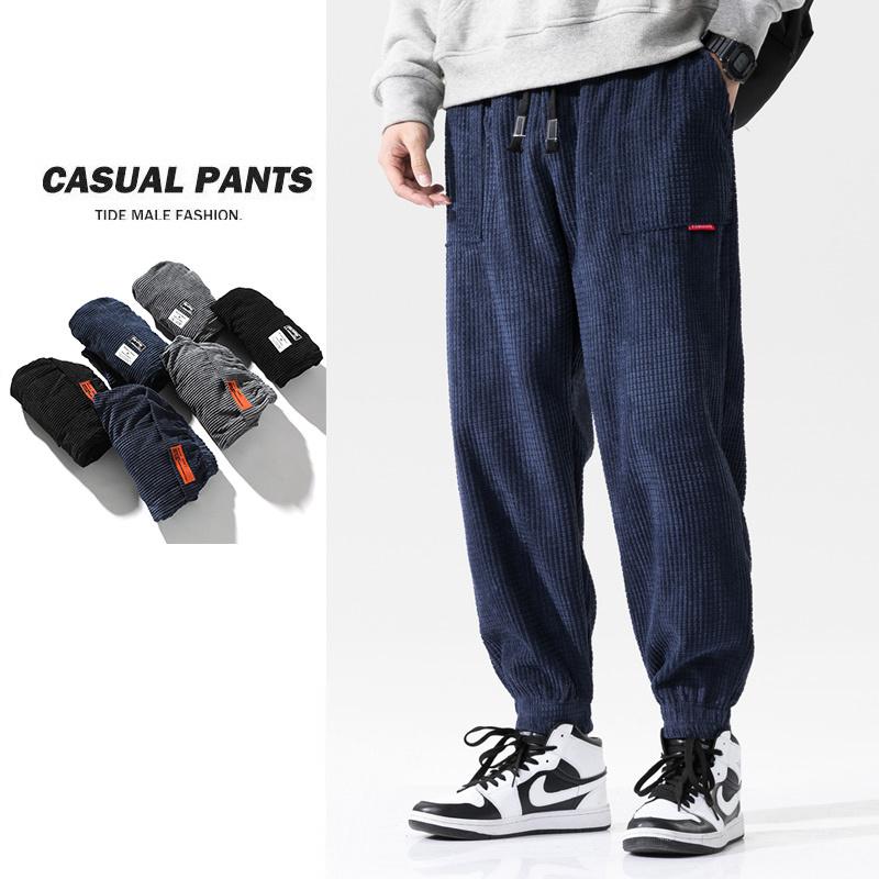 

Men's Pants Corduroy Baggy Mens Autumn Fashion Ankle-Length Harem Hip Hop Casual Trousers 2022 Streetwear Vintage Joggers, Black