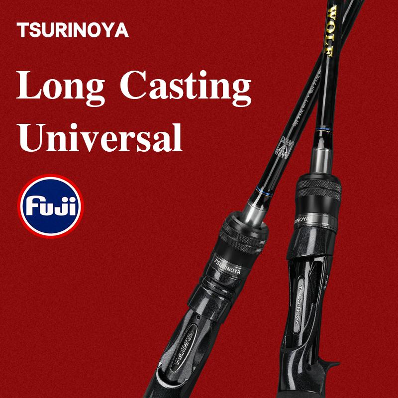 

Boat Fishing Rods TSURINOYA FUJI Guide Long Casting Baitcasting Spinning Rod Carbon Lure WOLF 2.28m Medium Universal Pike Bass