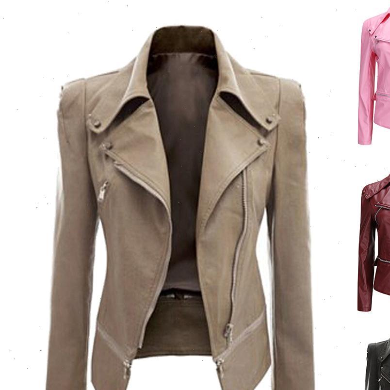 

women 2021 autumn zipeer soft leather jacket coat turn down collar casual pu motorcycle black punk outerwear, Tan;black