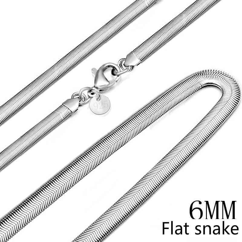 

Chains 6MM Flat Snake Necklace For Women Men Choker Colar Kolye Necklaces & Pendants Silver Color Jewelry Charms Jewellery