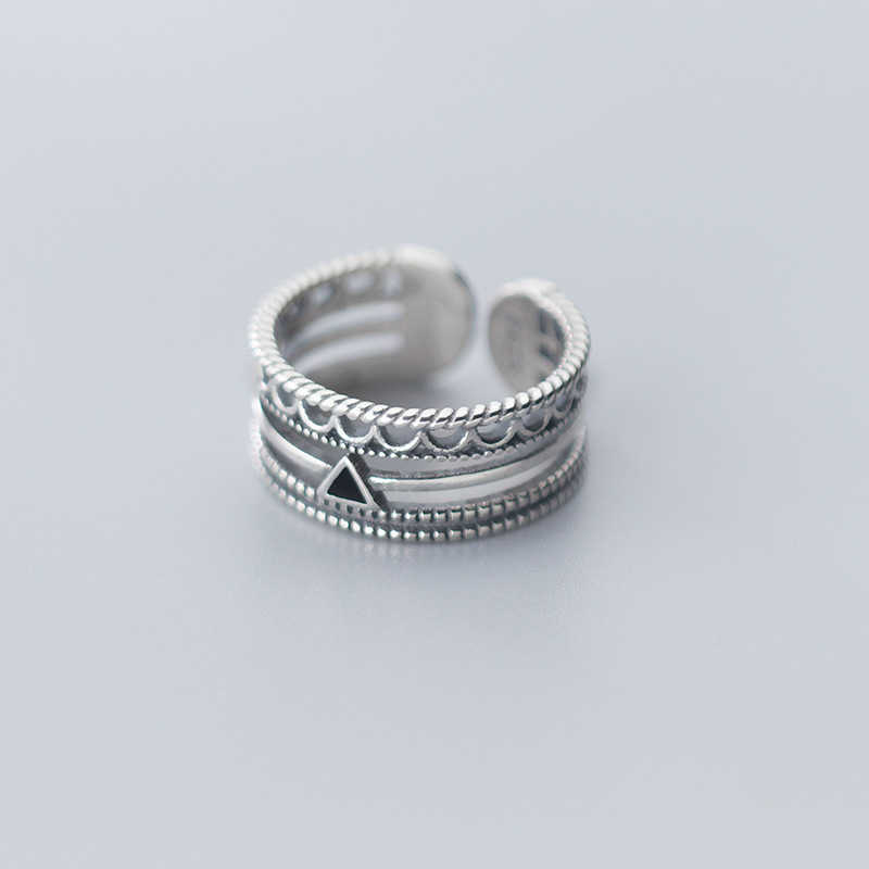 

Vintage 925 Sterling Silver Multi-Layer Twist Lace Border Ring for Women Geometric Free Size Finger Fine Jewelry 210707