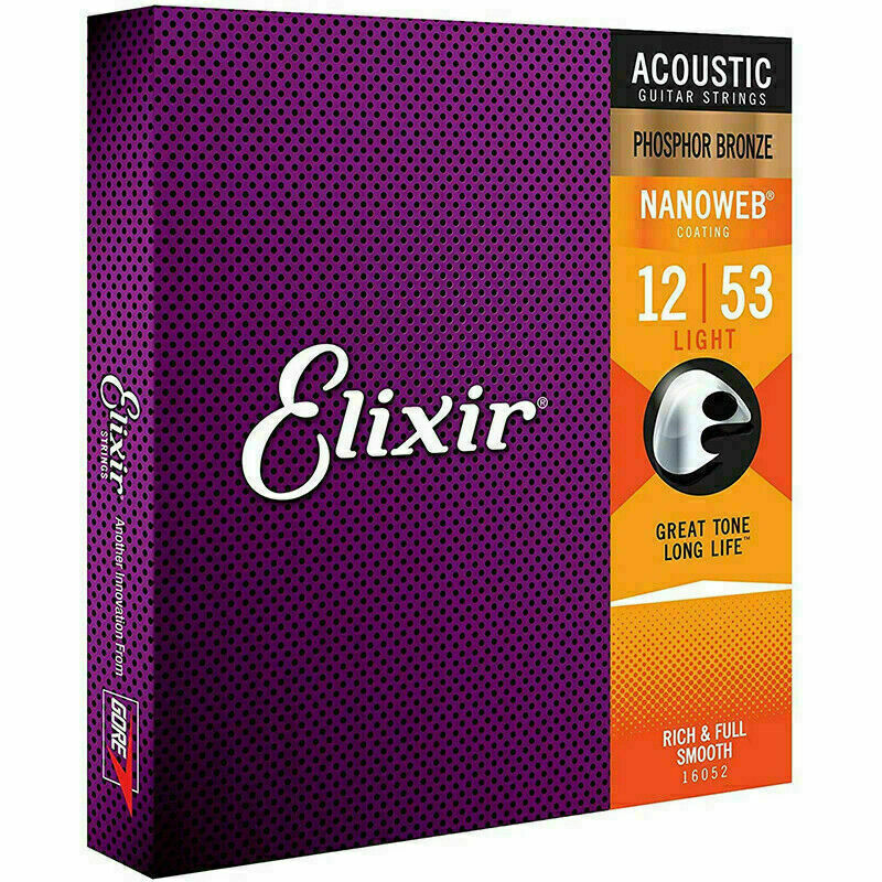 

1 Set new package Elixir 16052 NANOWEB ACOUSTIC GUITAR STRINGS LIGHT 12-53 PHOSPHOR