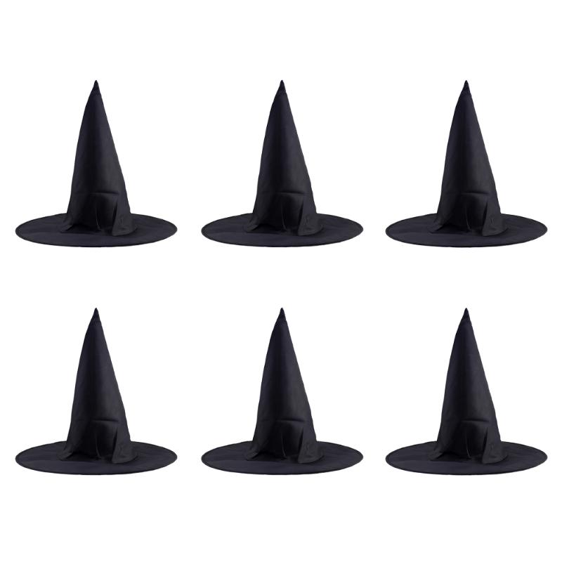 

Party Hats 6 Pcs Steeple Witch Hat Classic Black Props Accessories