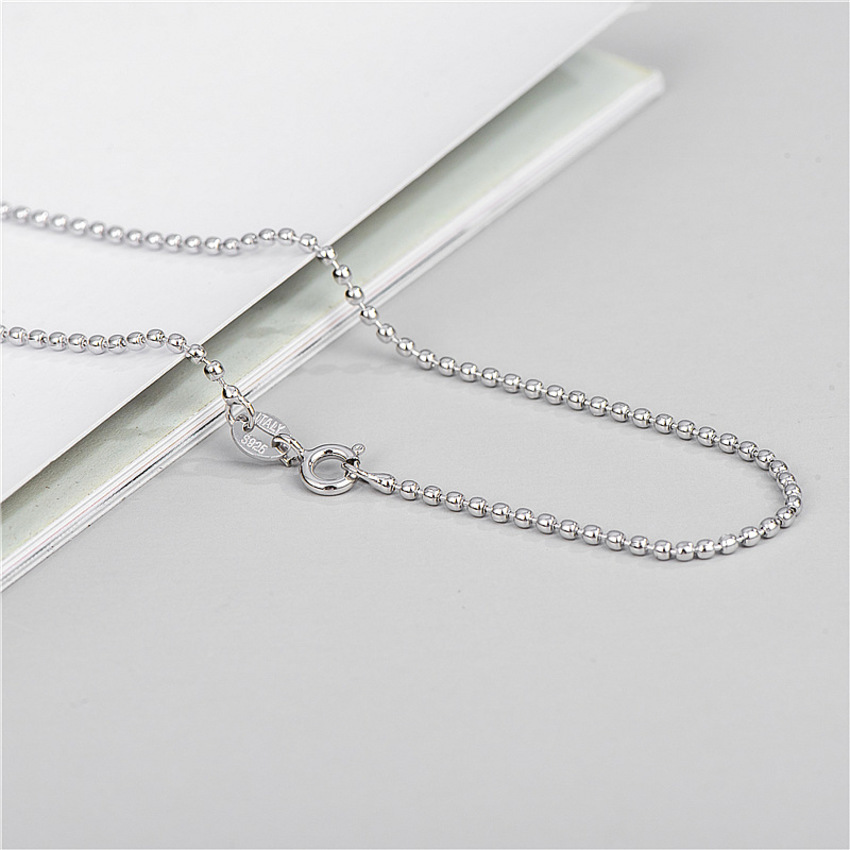 

S925 Sterling Silver Bead Necklace Men's and Women's Personalized Simple Sweater with Single Chain 0LLC