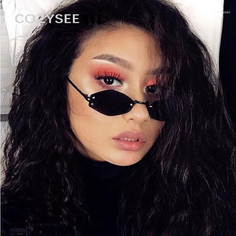 

Rhombus Rimless Small Sunglasses For Women Chic Square Black Eyewear Men Vintage Punk Sun Glasses Female Red Yellow1