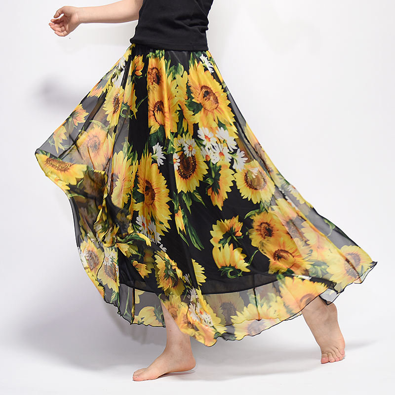 

2021 New Women Long Skirt High Waist Summer Chiffon Saia Beach Tutu Elegant Bohemian Maxi Skirts Casual Vestidos Harajuku Print H22i, -51style nineteen