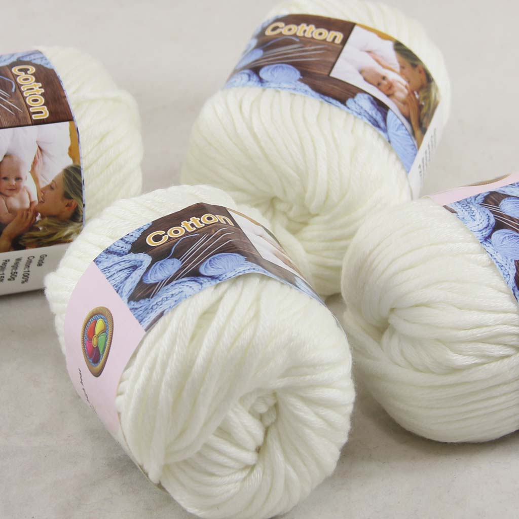 

Sale LOT 4 BallsX50g Special Thick Worsted 100% Cotton Yarn hand Knitting Pearl White 422-21-4, Multi-colored