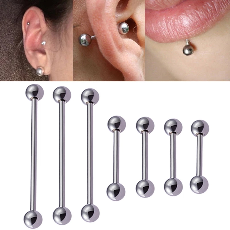 

Titanium Cartilage Earring Piercing Industrial Barbell Lip Stud Nipple Tongue Ring Ear Bar Tragus Helix Body Jewelry