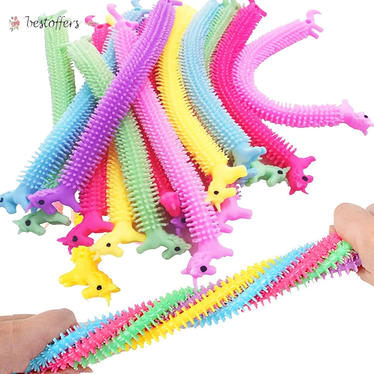 

24H DHL Unicorn Stretchy String Fidget Toys, Therapy Sensory Toys Anxiety Squeeze Monkey Noodles for Kids and Adults with ADD ADHD BY23