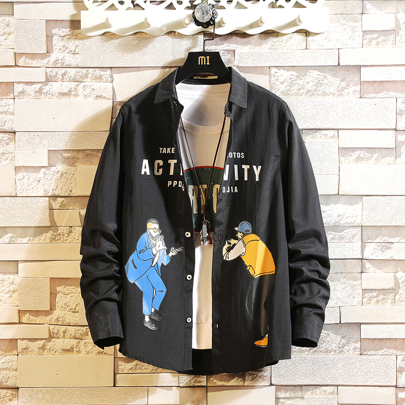 

2021 Casual Brand Hip Hop Print Men Shirts Long Sleeves Black White New Spring Autumn Plus Overasian Size M-5xl 4sy4, C551 1