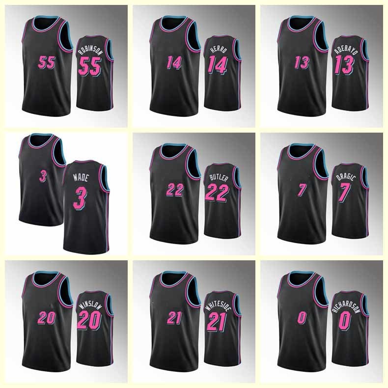

Nba's Men Jimmy Butler Goran Dragic Dwyane Wade Duncan Robinson basketball jersey Miami's Heat's customized Jerseys, Black