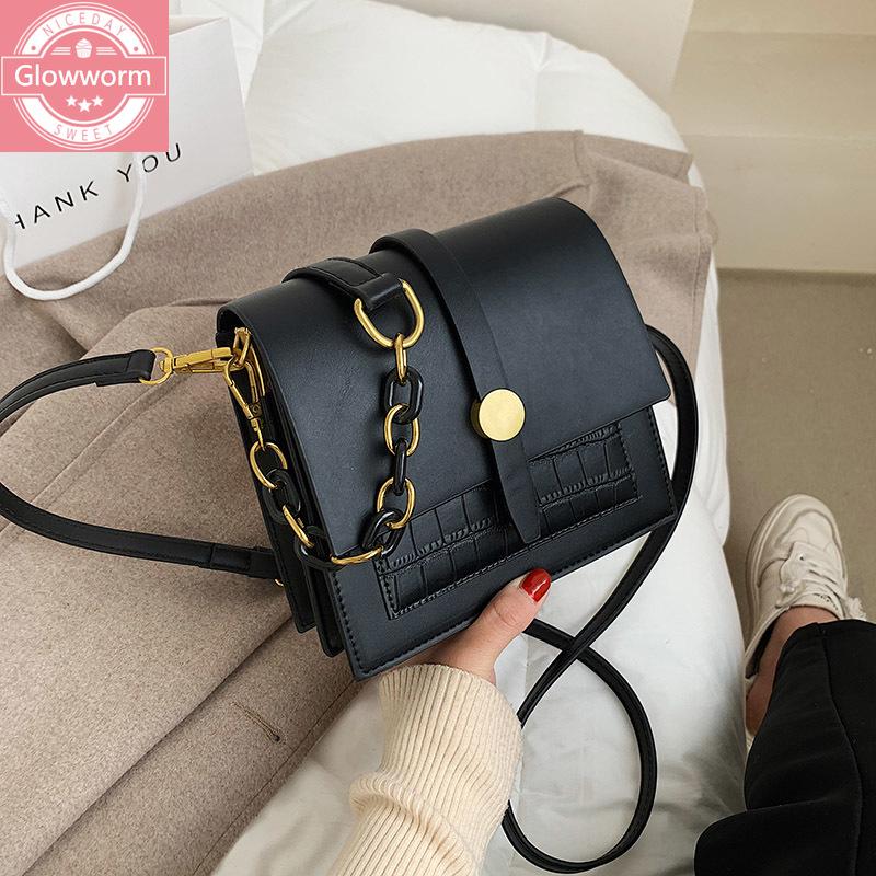

Stone pattern small bag single shoulder small square bag lady messenger casual lady pure color luxury designer handbag, Black