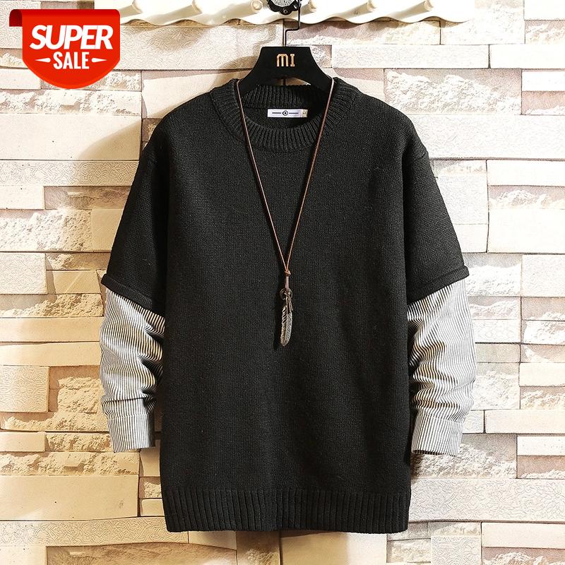

2021 New Sweaters Men'S Black Grey Long Sleeves Autumn Winter Pullover Knitted O-Neck Plus OverSize 5XL #8l7X, White;black