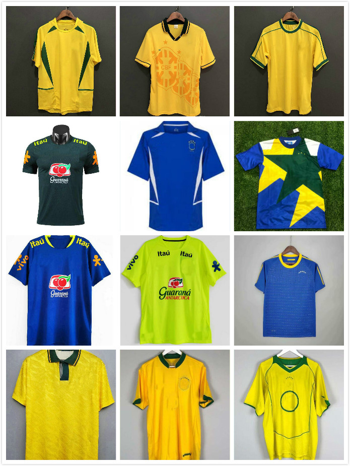 

classic 1998 BRASIL retro soccer jerseys 2002 2000 shirts Carlos Romario Ronaldinho 2004 camisa de futebol 1991 1993 1994 BraziLS 2006 1982 2010 RIVALDO ADRIANO