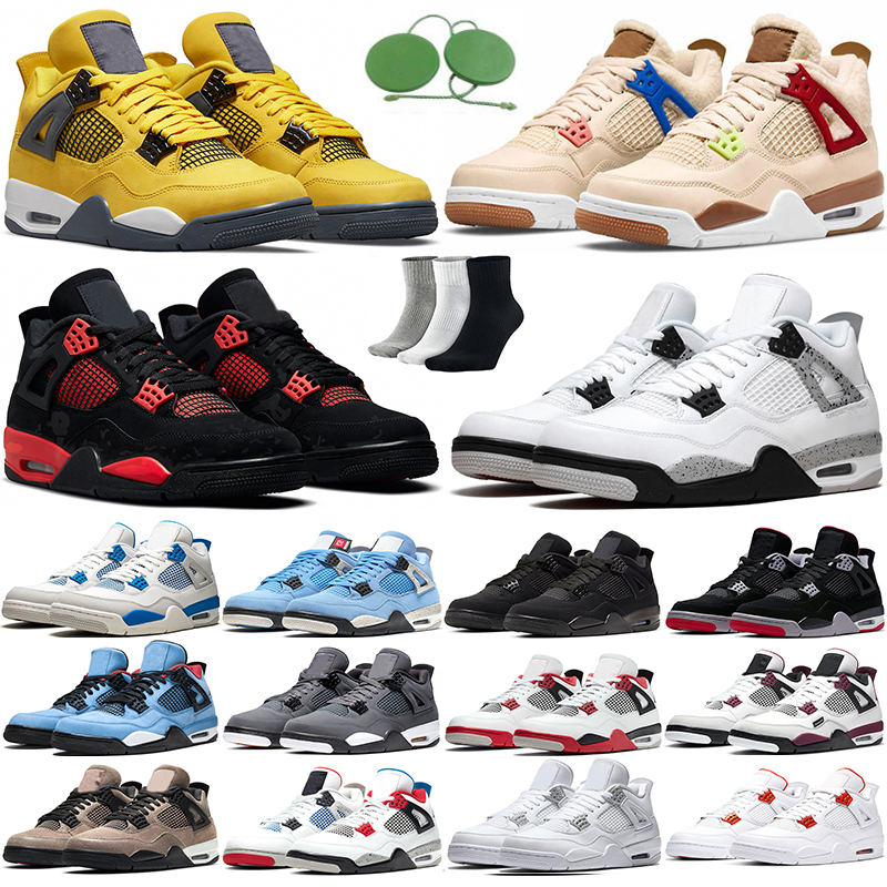 

jumpman 4s 4 Lightning White Oreo basketball shoes University Blue Red Thunder Black Cat Bred Cactus Jack Sail Pure Money Mushroom mens trainers sports sneakers, Green metallic