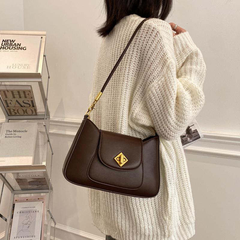 

2021 Fashion Women PU Leather Hasp Shoulder Cross Body Bag Vintage Female Solid Travel Shipping Underarm Bags Handbag For Girls, Brown