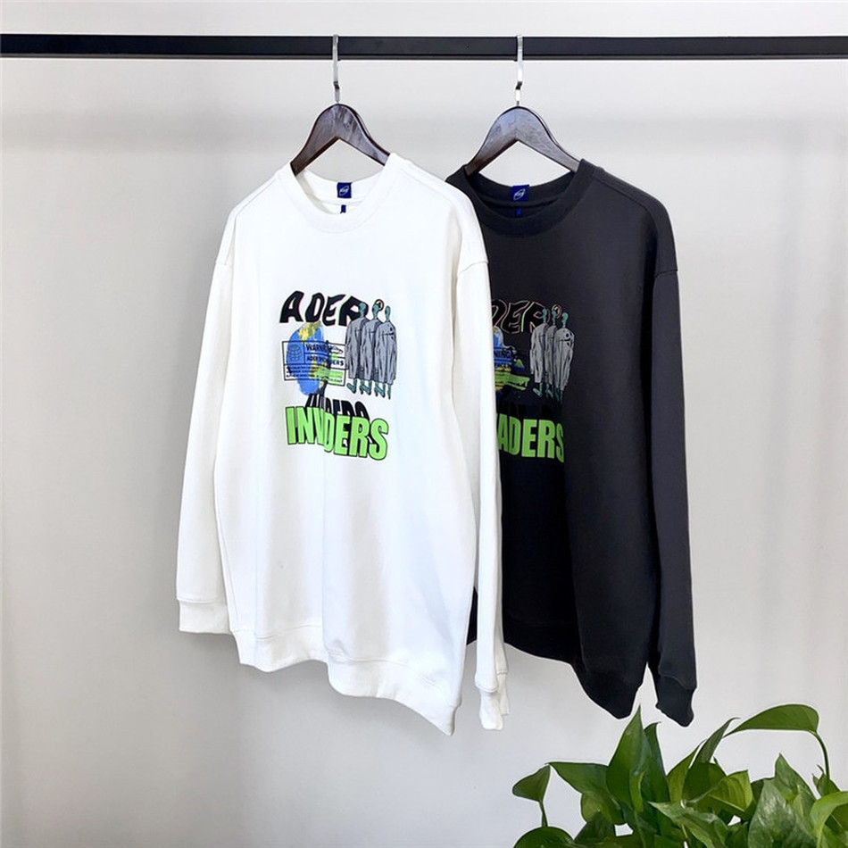 

2021 New Autumn Winter Loose Space Invaders Adererror Sweatshirts Men Women Casual Back Cosmic Monster Tag Ader Error Pullovers J5nb