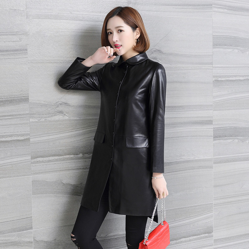 

2021 New Women's Spring Autumn Sheep Coat Female Genuine Leather Jacket Slim Women Jackets Jaqueta Couro Feminina Wxf290 7c16, Green