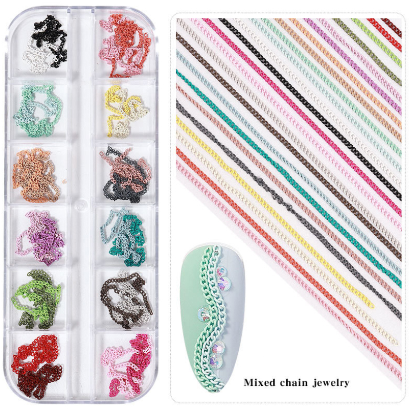 

Metallic 3D Nail Art Decoration Strips Glitter Bling Gold Silver Nails Chains DIY Fingernails Decor For Women Manicure