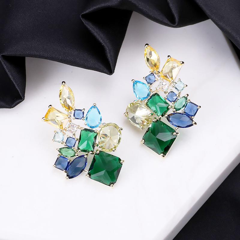 

Stud Fashion Irregular Earring Splicing Geometry Women Luxury Zirconia Jewelri