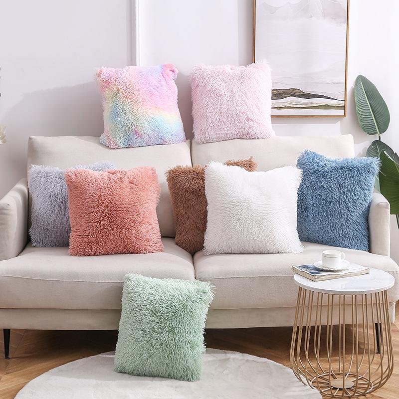 

cushion/decorative pillow plush cushion cover home decor covers living room bedroom sofa decorative pillowcase 40x40cm shaggy fluffy