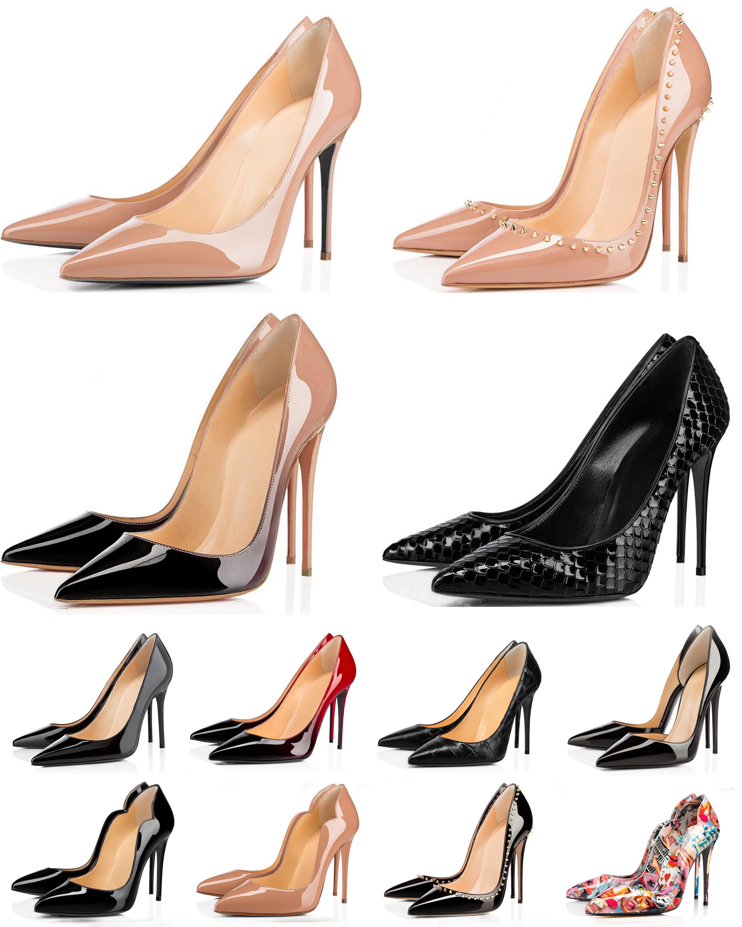 

Heels Women Dress Shoes Luxury Designer High Heel Hot Chick Round Pointed Toes womens girl Pumps Bottoms Wedding Party Sneakers, Color 9