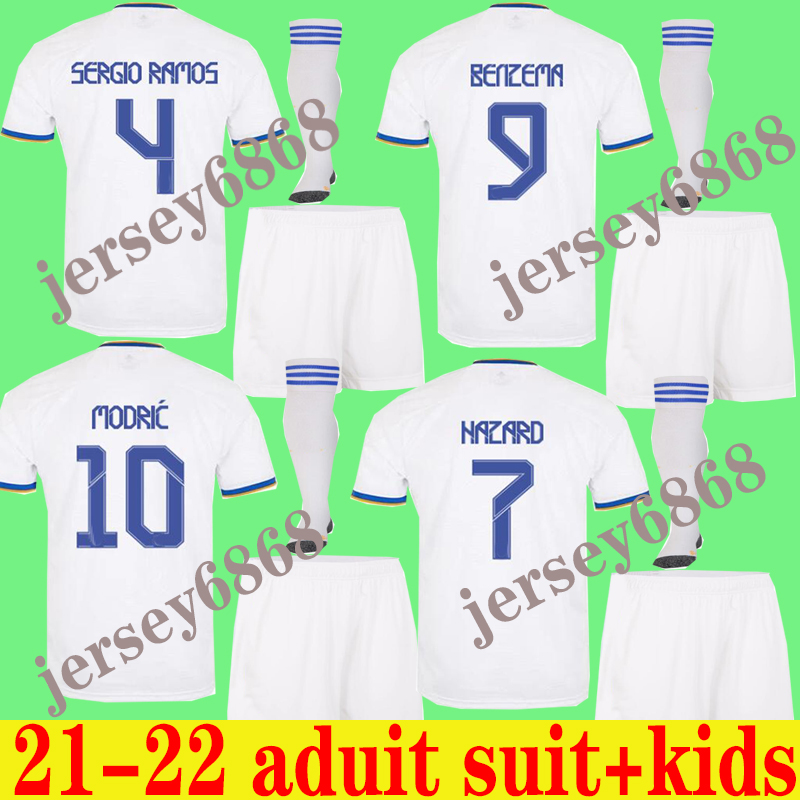 

MEN Kids +Socks Real Madrid Soccer Jersey Fourth 20 21 22 HAZARD ASENSIO SERGIO RAMOS ALABA MODRIC MARCELO Camiseta 2021 2022 VINI JR BENZEMA Football Shirts, Home
