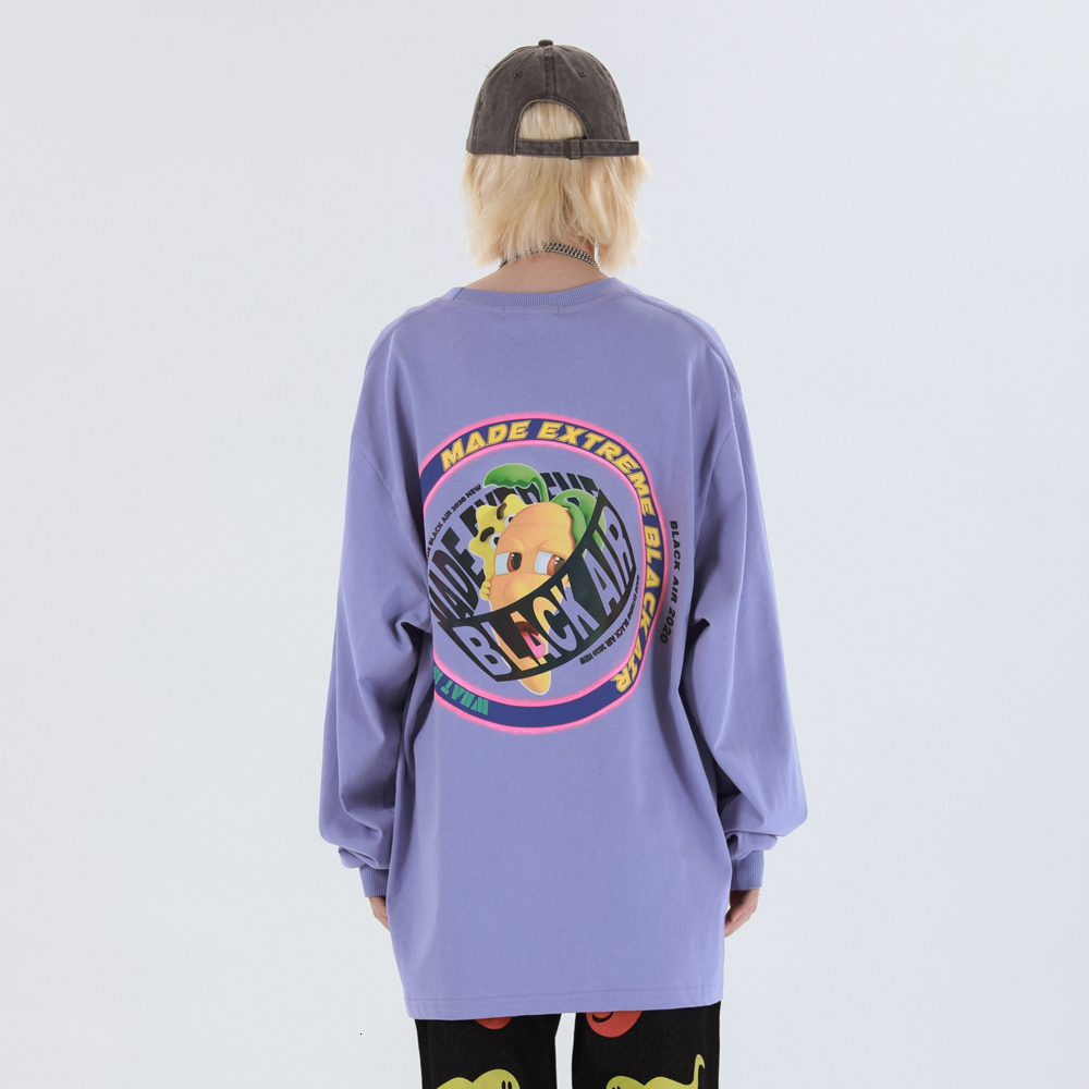 

2021 New Long Sleeve Harajuku Multicolor Tshirt Japanese Cartoon Kawaii Shirts Oversized Streetwear Women Fashion Clothing Hvuj, Black