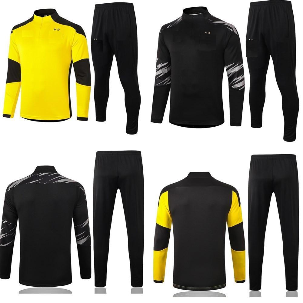 

20 21 Borussia Long sleeves soccer training suit Survetement 2020 2021 Dortmund SANCHO HAALAND REUS maillot de football jacket tracksuit, As shown in illustration
