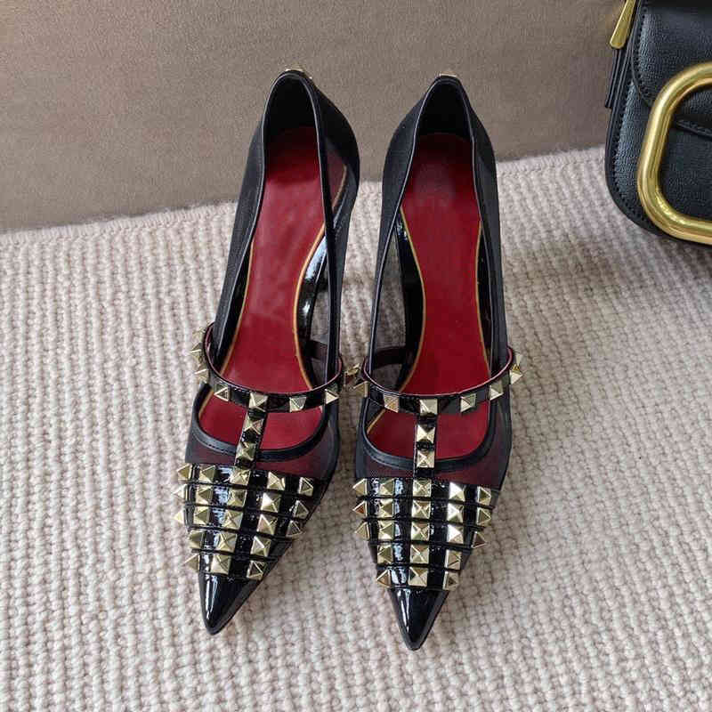 Rockstud alcôve femme brevet cuir haute talon pompe chaussures dame Internet célébrités stars mode luxurys designers robe de chaussure de mariage