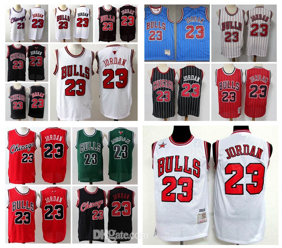 

Classic Jordon Basketball Jersey ThrowbackChicagoBullsRed Black White Mitchell & Ness 23 Michael MJ JD Vintage, Black;red